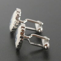 Swank&RoyalCopenhagenスワンク&ロイヤルコペンハーゲンホワイトブルーデザイン3カフスボタンメンズrcsw015