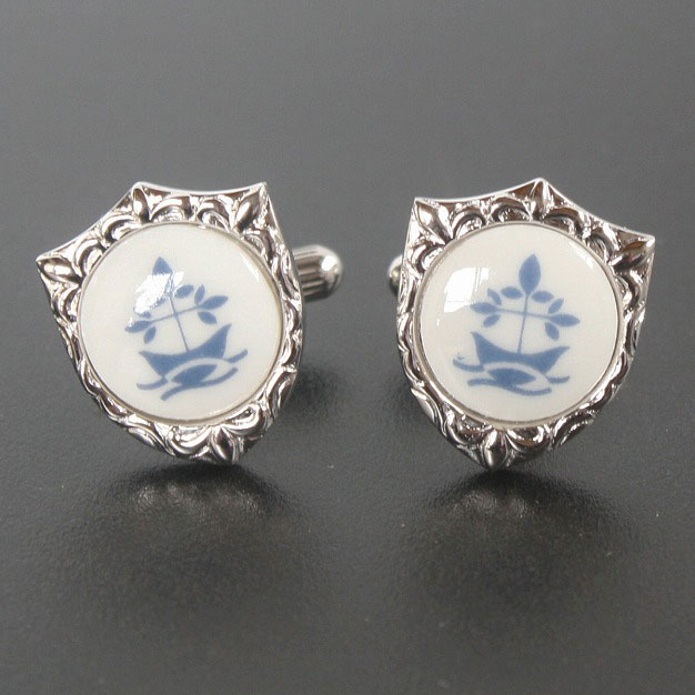 Swank & Royal Copenhagen スワンク & ロイヤルコペンハーゲン ホワイトブルーデザイン4カフスボタン・ネクタイピンセット メンズ rcsw017018 結婚式 旦那 プレゼント ギフト 彼氏 父の日 誕生日プレゼント