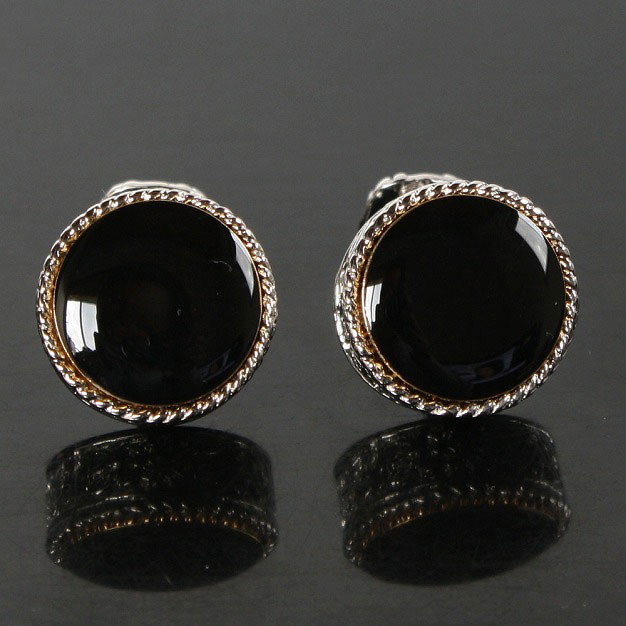 鎌倉カフス工房 オニキスラウンドゴージャスカフスボタン・カフリンクス メンズ cf1397 結婚式  ...