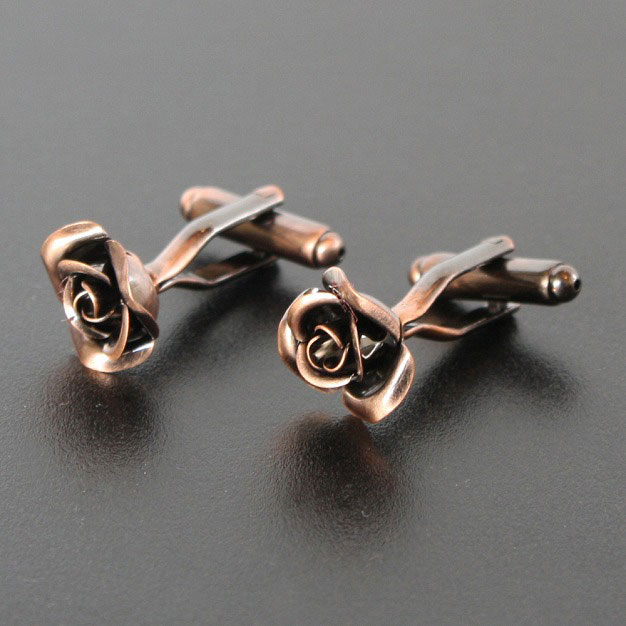 鎌倉カフス工房 ピンクゴールドアンティークローズカフスボタン・カフリンクス メンズ cf1626 結婚式 旦那 プレゼント ギフト 彼氏 父の日 誕生日プレゼント