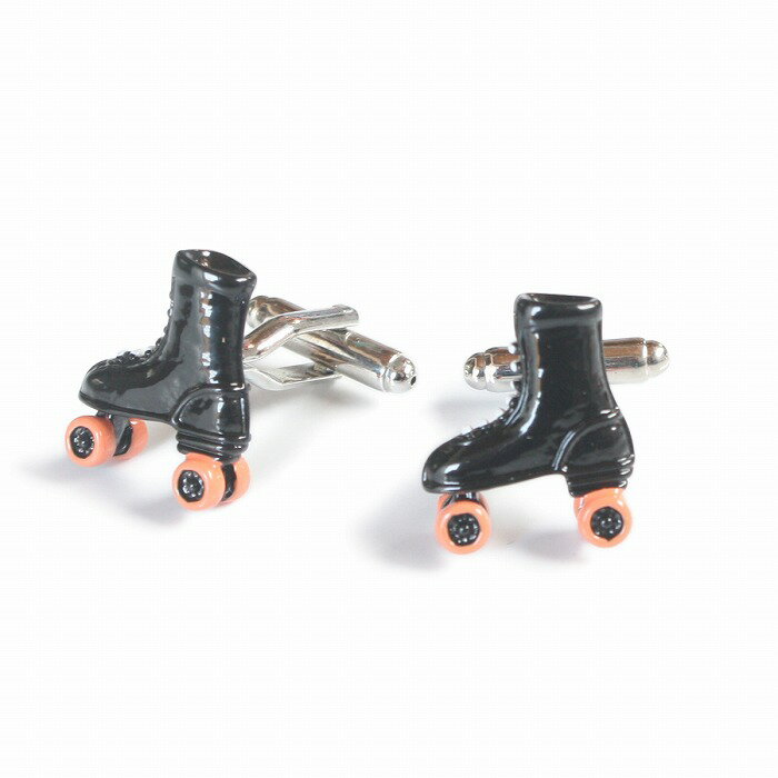 鎌倉カフス工房 ブラックローラースケートカフスボタン・カフリンクス メンズ cf1859 結婚式 旦那 プレ..