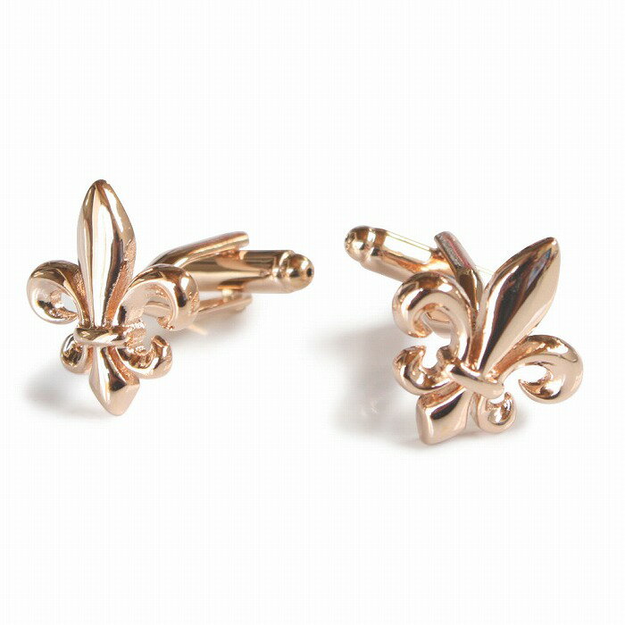 鎌倉カフス工房 ピンクゴールドフレアー（ユリの紋章）カフスボタン・カフリンクス メンズ cf1912 結婚式 旦那 プレゼント ギフト 彼氏 父の日 誕生日プレゼント