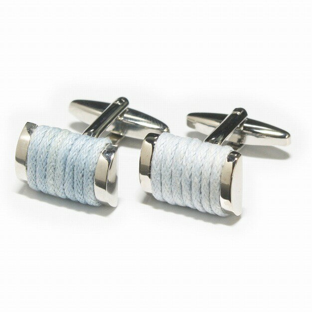 鎌倉カフス工房 ライトブルーコットンロープカフスボタン・カフリンクス メンズ cf596 結婚式 旦那 プレゼント ギフト 彼氏 父の日 誕生日プレゼント