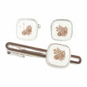Swank & Royal Copenhagen スワンク & ロイヤルコペンハーゲン ホワイトブラウンカフスボタン・ネクタイピンセット メンズ rcsw007...