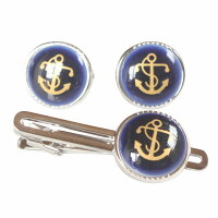 Swank&RoyalCopenhagenスワンク&ロイヤルコペンハーゲンブルーゴールドアンカーカフスボタン・ネクタイピンセットメンズrcsw009010