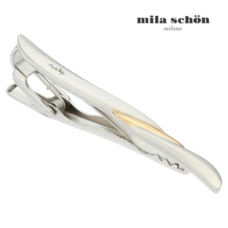 【mila schon】カーブゴールドアクセントタイピン可愛い ネクタイピン 結婚式 卒業式 就活 プレゼント 就職祝い 葬式 タイピン シンプル アクセサリー...