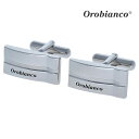 【Orobianco】ロゴ&センターストライプカフスカフス ボタン カフスボタン 可愛い 結婚式 プレゼント 就職祝い 葬式 シンプル アクセサリー メンズ フ...