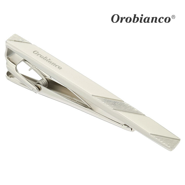 【Orobianco】コーナーストライプタイピン可愛い ネクタイピン 結婚式 卒業式 就活 プレゼント 就職祝い 葬式 タイピン シンプル アクセサリー メンズ...