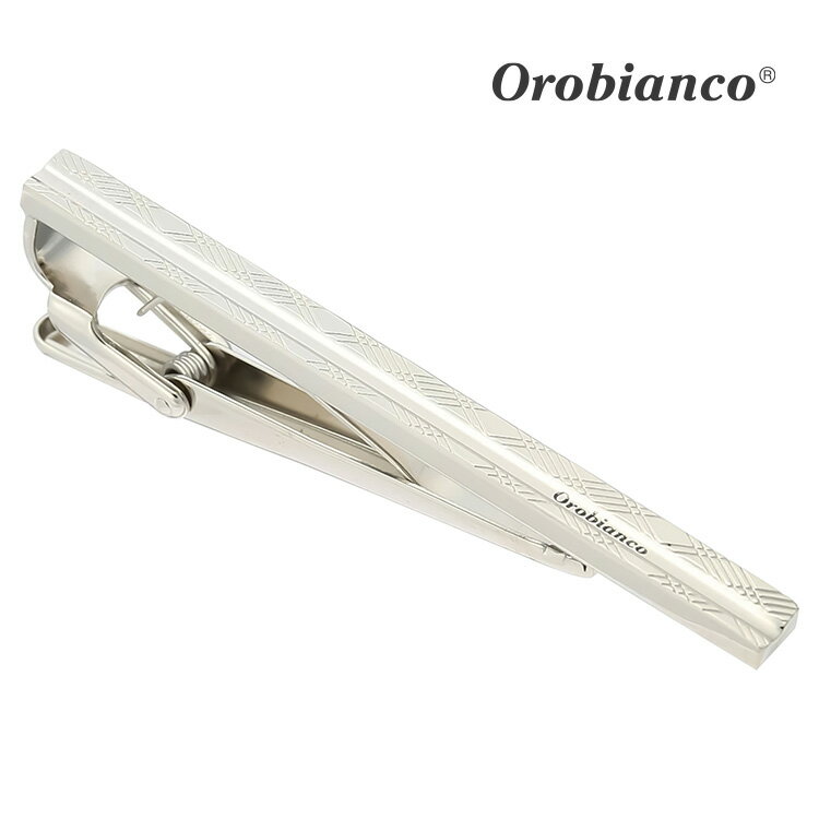 【Orobianco】チェック&ロゴタイピン可愛い ネクタイピン 結婚式 卒業式 就活 プレゼント 就職祝い 葬式 タイピン シンプル アクセサリー メンズ フ...