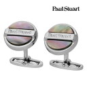 【Paul Stuart】ラウンドセンタープレートロゴシェルカフス グレー 真鍮x黒蝶貝 カフス 結婚式 就活 プレゼント 就職祝い シンプル アクセサリー メンズ フォーマル 男性 スーツ アクセサリー Paul Stuart ポールスチュアート ポール スチュアート