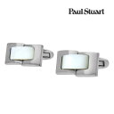 【Paul Stuart】レクタングルプレートシェルカフス ホワイト 真鍮x白蝶貝 カフス 結婚式 就活 プレゼント 就職祝い シンプル アクセサリー メンズ ...