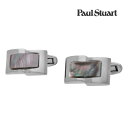 【Paul Stuart】レクタングルプレートシェルカフスグレー 真鍮x黒蝶貝 カフス 結婚式 就活 プレゼント 就職祝い シンプル アクセサリー メンズ フォ...