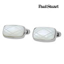 【Paul Stuart】ダイヤパターンシェルカフス ホワイト 真鍮x白蝶貝 カフス 結婚式 就活 プレゼント 就職祝い シンプル アクセサリー メンズ フォー...