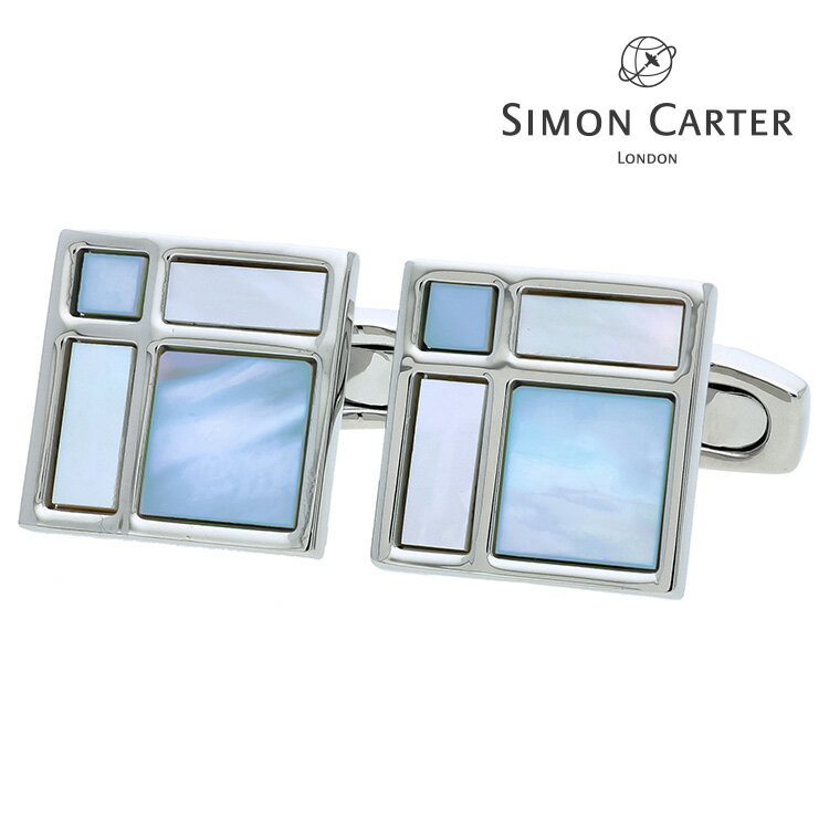 【SIMON CARTER】スクエアウインドウカフスカフス ボタン カフスボタン 可愛い 結婚式 プレゼント 就職祝い 葬式 シンプル アクセサリー メンズ フォーマル 男性 礼服 喪服 SIMON CARTER サイモンカーター サイモン カーター 白蝶貝