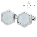 【SIMON CARTER】ヘキサゴンキャッツアイカフス ホワイトカフス ボタン カフスボタン 可愛い 結婚式 プレゼント 就職祝い 葬式 シンプル アクセサリ...