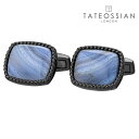 【TATEOSSIAN】ブルーレースアゲートカフスカフス ボタン カフスボタン 可愛い 結婚式 プレゼント 就職祝い 葬式 シンプル アクセサリー メンズ フォ...