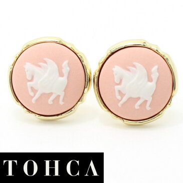 取寄品 陶華 TOHCA ゴールド ラウンド ペガサスカメオ ピンク カフス カフスボタン カフリンクス cufflinks cuffs メンズ 男性 ユニーク おもしろ 面白 面白い 動物 植物シリーズ スーツアクセサリー専門店 誕生日 プレゼント プチギフト おしゃれ カフスマニア