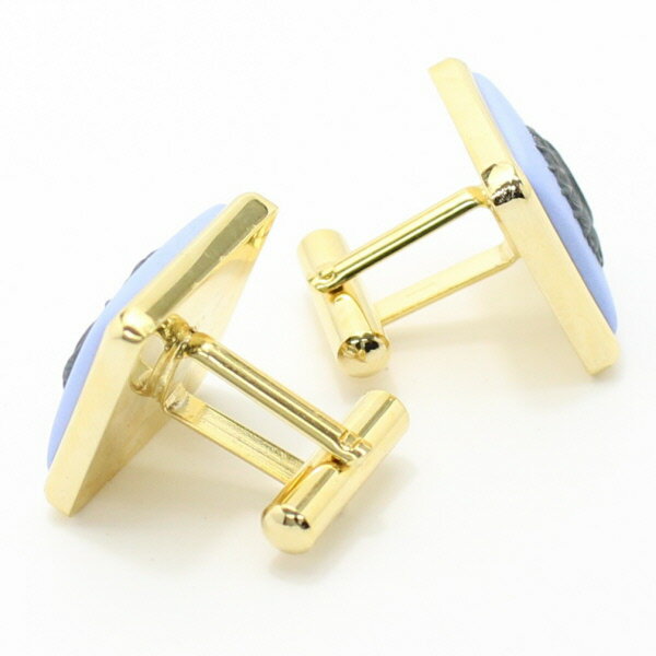 陶華 TOHCA ゴールド スクウェア ライオンカメオ ブルー カフス カフスボタン カフリンクス cufflinks cuffs メンズ 男性 ユニーク おもしろ 面白 面白い 動物 植物シリーズ スーツアクセサリー専門店 父の日 ギフトにも 誕生日 プレゼント プチギフト おしゃれ カフスマニア