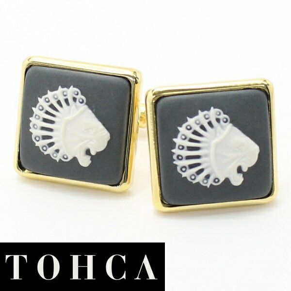 取寄品 陶華 TOHCA ゴールド スクウェア ライオンカメオ グレー カフス カフスボタン カフリンクス cufflinks cuffs メンズ 男性 ユニー...