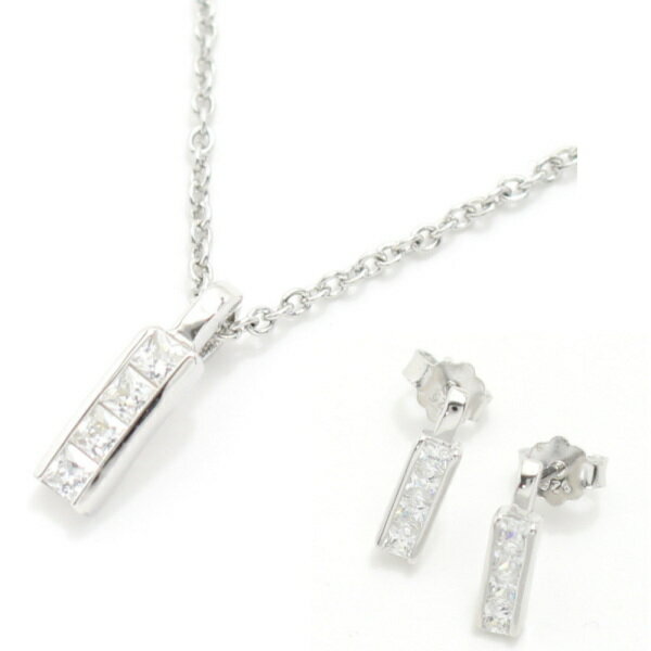 取寄品 シルバー925×フォー ジルコニアストーンのネックレス×ピアスのセット レディース ネックレス ペンダント 誕生日 贈り物 プチギフト シルバー スーツアクセサリー専門店 誕生日 プレゼント プチギフト おしゃれ カフスマニア