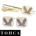 取寄品 陶華 TOHCA ベージュ 鷲イーグルカメオ ゴールド スクウェア カフスセット タイピンセット カフス 誕生日 贈り物 プチギフト ゴールド スーツア...