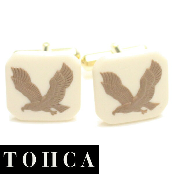 取寄品 陶華 TOHCA ベージュ 鷲イーグルカメオ ゴールド スクウェア カフス カフリンクス カフスボタン ユニーク おもしろ 面白 面白い 動物 植物シリ...