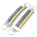 ブルー×ベージュ革レザー ダブルステッチ カフスチャーム カフスチェーン カフス スーツアクセサリー専門店 誕生日 プレゼント プチギフト おしゃれ カフスマニ...