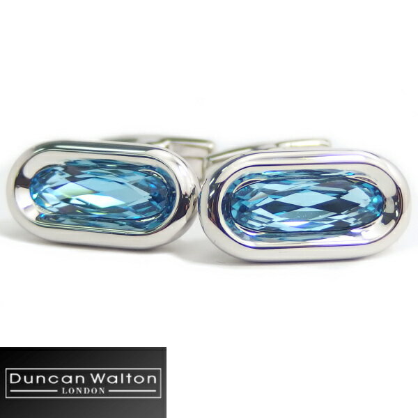 DuncanWalton Butler オーバル スワロフスキー アクア カフス カフリンクス カフ ...