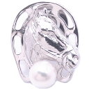 ラペルピン 馬蹄と馬の横顔 アコヤ真珠パール6.0mmのブローチ タイタック ラペルピン 誕生日 贈り物 プチギフト スーツアクセサリー専門店 誕生日 プレゼン...