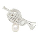 ラペルピン 音楽好きさんにトランペット アコヤ真珠パール5.0mmブローチ タイタック ラペルピン 誕生日 贈り物 プチギフト スーツアクセサリー専門店 誕生日...