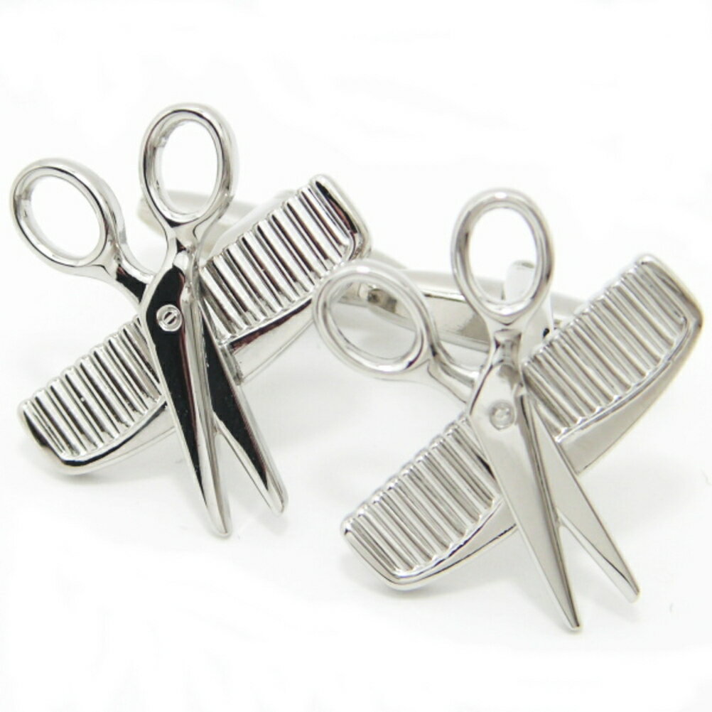 カリスマカットできるかもハサミとクシ カフス カフスボタン カフリンクス cufflinks cuffs メンズ 男性 結婚式 ユニーク おもしろ 面白 面白い...