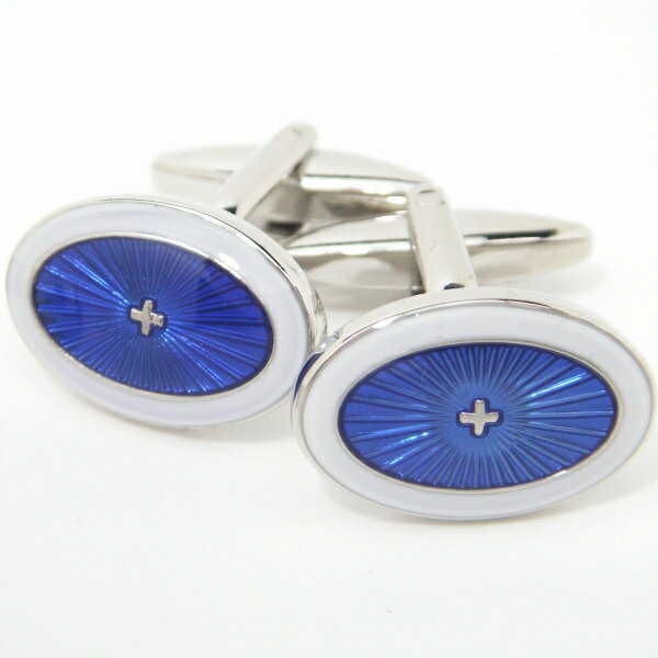 マリンブルー×スノーホワイトのオーバル型カフス カフスボタン カフリンクス cufflinks cuffs メンズ 男性 スーツアクセサリー専門店 父の日 ギフ...