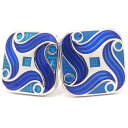 爽やかブルーのウェーブライン カフス カフスボタン カフリンクス cufflinks cuffs メンズ 男性 スーツアクセサリー専門店 父の日 ギフトにも 誕...