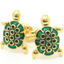 金緑亀 カフス カフスボタン カフリンクス cufflinks cuffs メンズ 男性 ユニーク おもしろ 面白 面白い 動物 植物シリーズ スーツアクセサリー専門店 父の日 ギフトにも 誕生日 プレゼント プチギフト おしゃれ カフスマニア