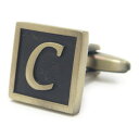※バラ売り※アンティーク風 ブロンズ カラー アルファベット C カフス カフスボタン カフリンクス cufflinks cuffs メンズ 男性 結婚式 アル...