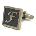 ※バラ売り※アンティーク風 ブロンズ カラー アルファベット F カフス カフスボタン カフリンクス cufflinks cuffs メンズ 男性 結婚式 アル...