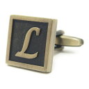 アウトレット※バラ売り※アンティーク風 ブロンズ カラー アルファベット L カフス カフスボタン カフリンクス cufflinks cuffs メンズ 男性 ...