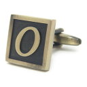 ※バラ売り※アンティーク風 ブロンズ カラー アルファベット O カフス カフスボタン カフリンクス cufflinks cuffs メンズ 男性 結婚式 アル...