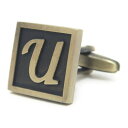 ※バラ売り※アンティーク風 ブロンズ カラー アルファベット U カフス カフスボタン カフリンクス cufflinks cuffs メンズ 男性 結婚式 アル...