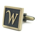 ※バラ売り※アンティーク風 ブロンズ カラー アルファベット W カフス カフスボタン カフリンクス cufflinks cuffs メンズ 男性 結婚式 アル...
