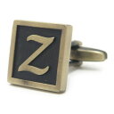※バラ売り※アンティーク風 ブロンズ カラー アルファベット Z カフス カフスボタン カフリンクス cufflinks cuffs メンズ 男性 結婚式 アル...