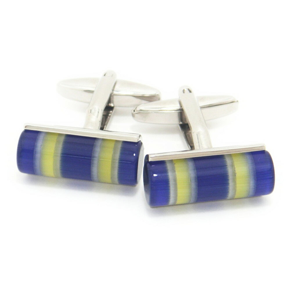 ブルー×イエロー キャッツアイ 夏の陽射しの様に爽やかなカフス カフスボタン カフリンクス cufflinks cuffs メンズ 男性 結婚式 スーツアクセサ...