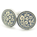 ブルー×ゴールド雲模様 カフス カフスボタン カフリンクス cufflinks cuffs メンズ 男性 ゴールド スーツアクセサリー専門店 父の日 ギフトにも...