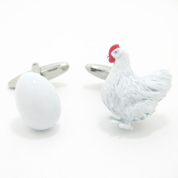 卵が先かニワトリが先か?議論好きな人におススメ カフス カフスボタン カフリンクス ユニーク おもしろ 面白 面白い 動物 植物シリーズ スーツアクセサリー専門...