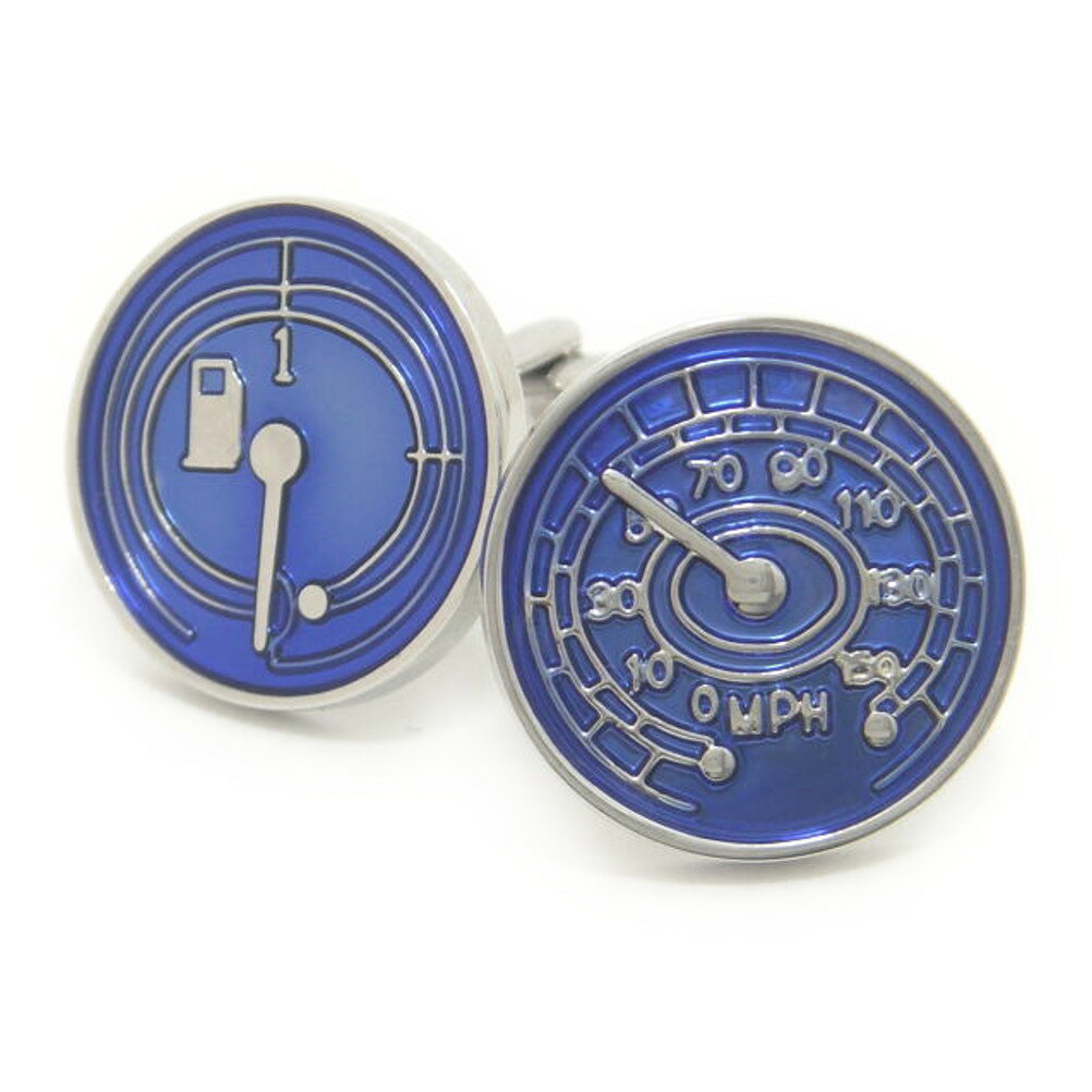 スピード遵守 ブルーのスピードメーターカフス カフスボタン カフリンクス ユニーク おもしろ 面白 面白い 乗り物 誕生日 プレゼント おしゃれ カフスマニア