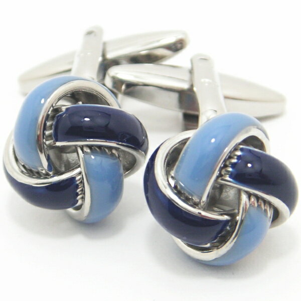 ツートーン ブルー ノット カフス カフスボタン カフリンクス cufflinks cuffs メンズ 男性 スーツアクセサリー専門店 父の日 ギフトにも 誕生...