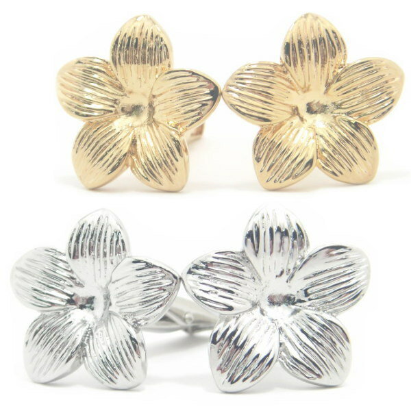 ハワイアンな華やかさをプルメリア シルバー ゴールド カフス カフスボタン カフリンクス cufflinks cuffs メンズ 男性 結婚式 動物 植物シリー...