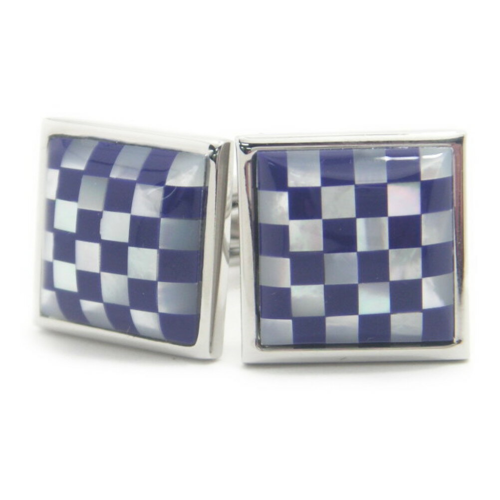 ブルー×ホワイトのチェックモザイク カフス カフスボタン カフリンクス cufflinks cuffs メンズ 男性 スーツアクセサリー専門店 父の日 ギフトに...