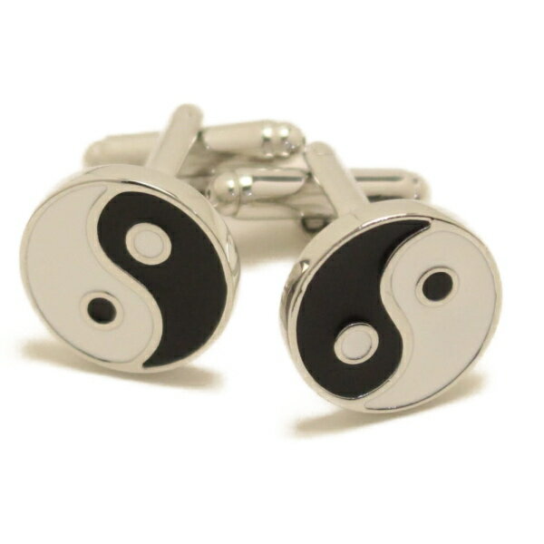 白と黒のコントラストが印象的な陰陽マーク カフス カフスボタン カフリンクス cufflinks cuffs メンズ 男性 結婚式 ユニーク おもしろ 面白 面...