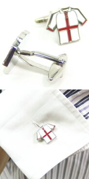 イングランド赤と白のユニフォームのカフス（カフリンクス/カフスボタン/cufflinks/cuffs/メンズ/男性）結婚式 ユニーク スポーツ ゲーム カフスマニア